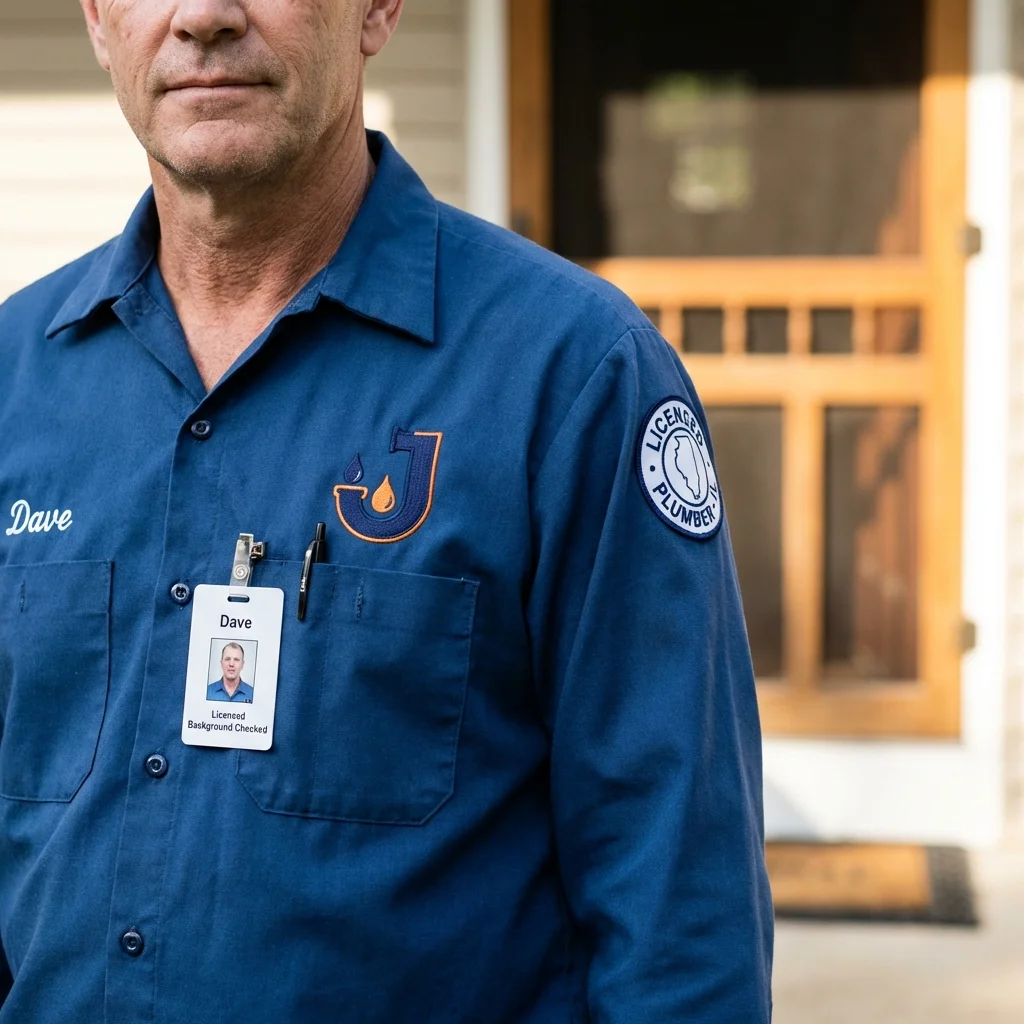 Licensed plumber showing ID badge in Chadbourn, NC