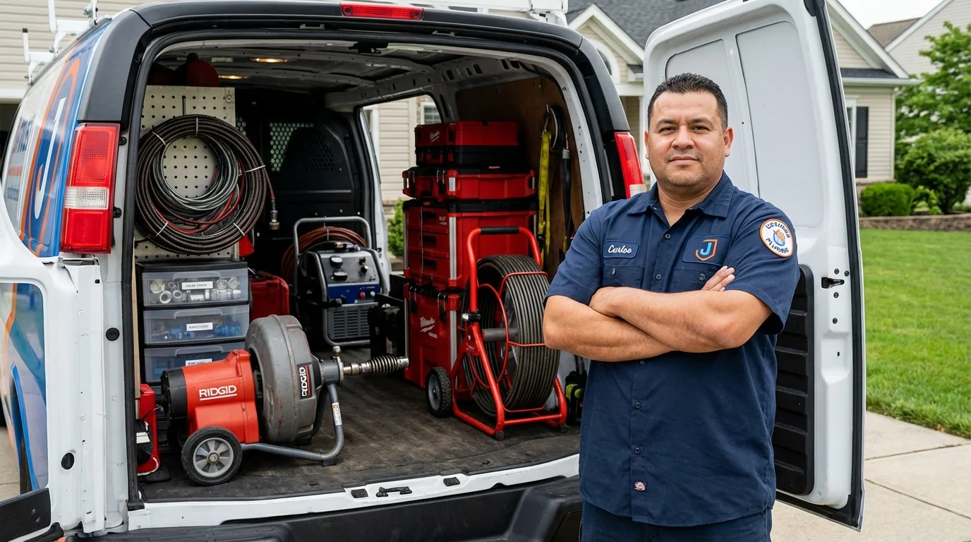 Professional drain cleaning equipment and Johns Plumbing LLC plumber in Chadbourn
