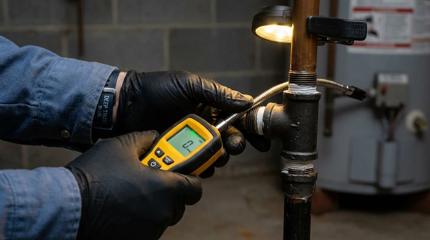 Gas leak detection with electronic sniffer by Johns Plumbing LLC in Chadbourn